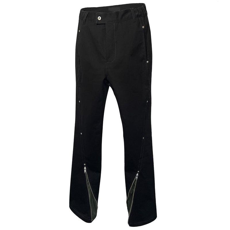 Splice Function Wind Zipper Bell Bottoms For Men - Amazitshop