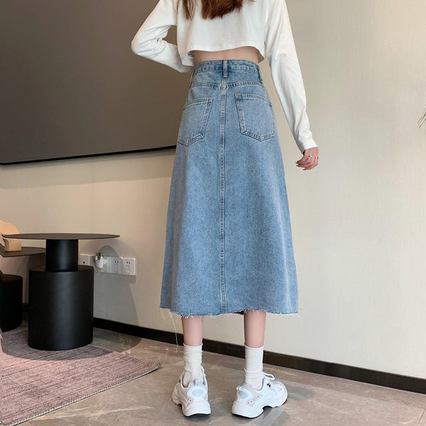 Split Denim Skirt For Women In Summer - Amazitshop