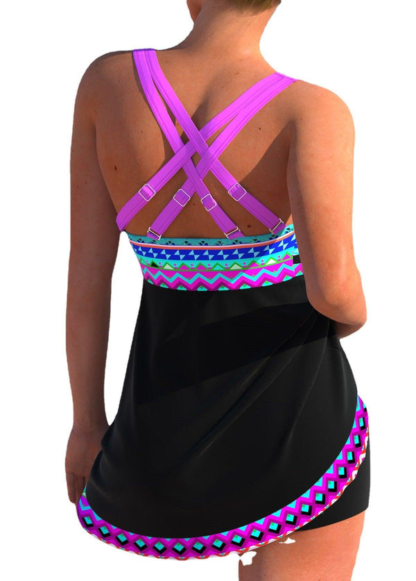 Split Large Women's Tankini Skinny Belly Length Swimsuit - Amazitshop