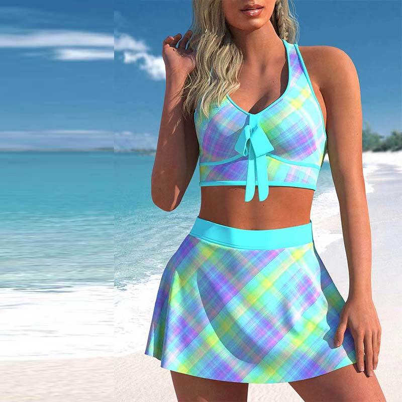 Split Swimwear Skirt Conservative Large Print - Amazitshop