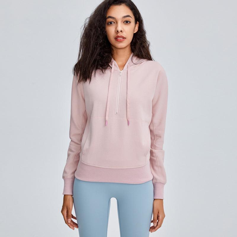 Sports Jacket Women'S Fall Winter Running Training Yoga Clothes Long - Sleeved Workout Clothes Tops Net Red Korean Hooded Sweater - Amazitshop