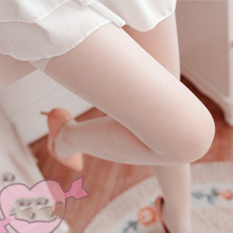 Spring And Autumn Japanese Creamy White Pantyhose - Amazitshop