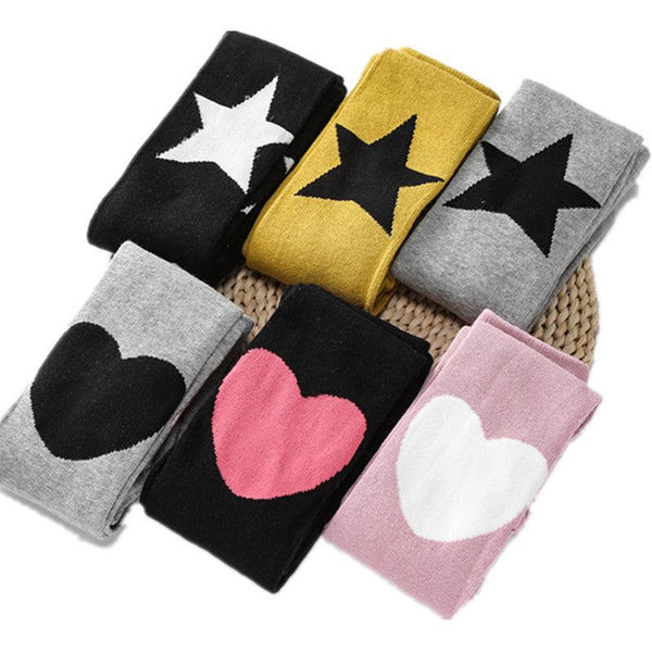 Spring And Autumn New Cotton Five - pointed Star Children Pantyhose Cute Tertiary Color Love Girl Leggings - Amazitshop