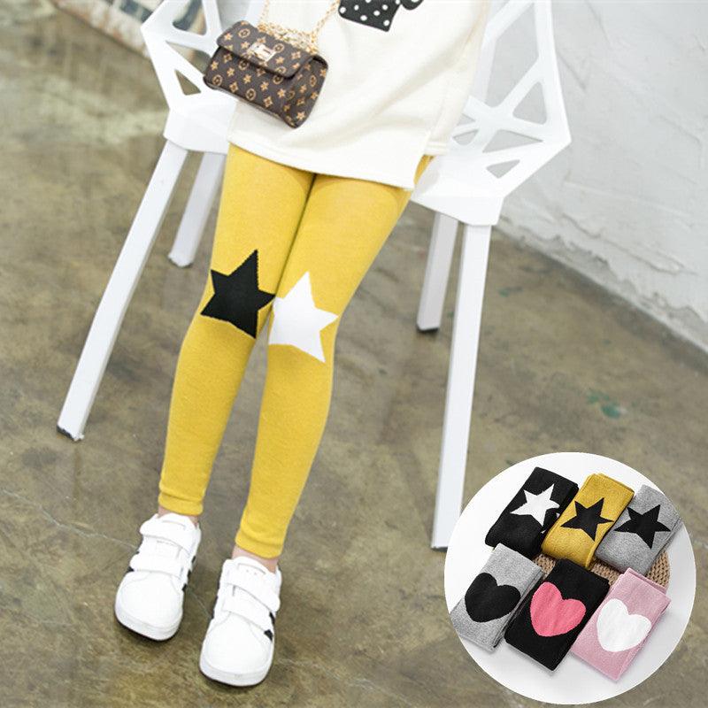 Spring And Autumn New Cotton Five - pointed Star Children Pantyhose Cute Tertiary Color Love Girl Leggings - Amazitshop