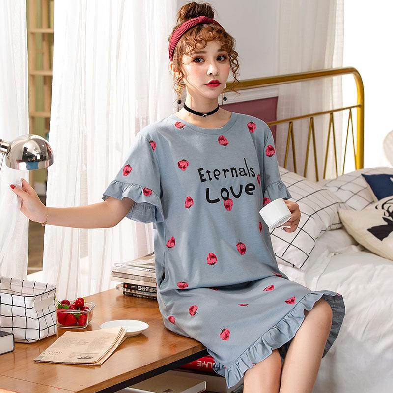 Spring And Autumn Student Homewear Cute Thin Short Sleeve Loose Pajamas - Amazitshop