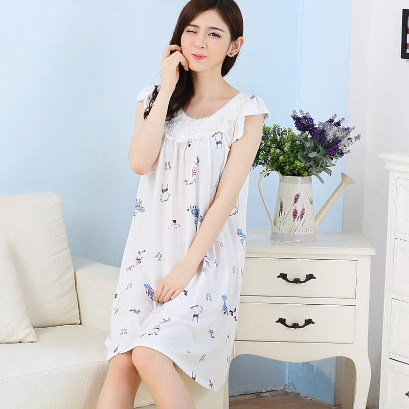 Spring And Autumn Student Homewear Cute Thin Short Sleeve Loose Pajamas - Amazitshop