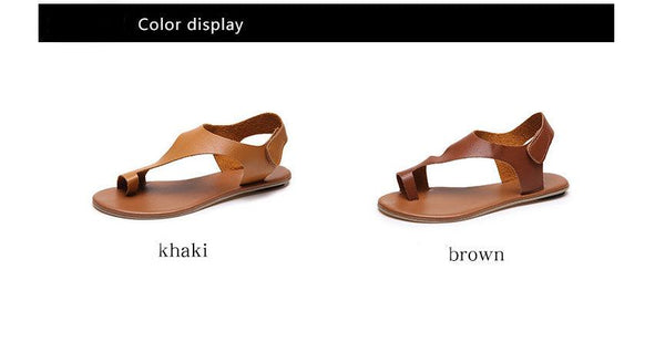Spring And Summer New Style Sandals Women European Station Wish Hot Sale Fashion Solid Color Flip Flops Flat Velcro Sandals - Amazitshop