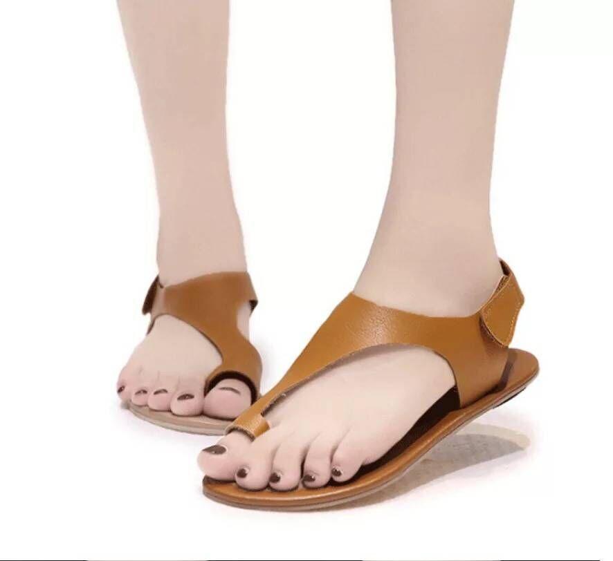 Spring And Summer New Style Sandals Women European Station Wish Hot Sale Fashion Solid Color Flip Flops Flat Velcro Sandals - Amazitshop