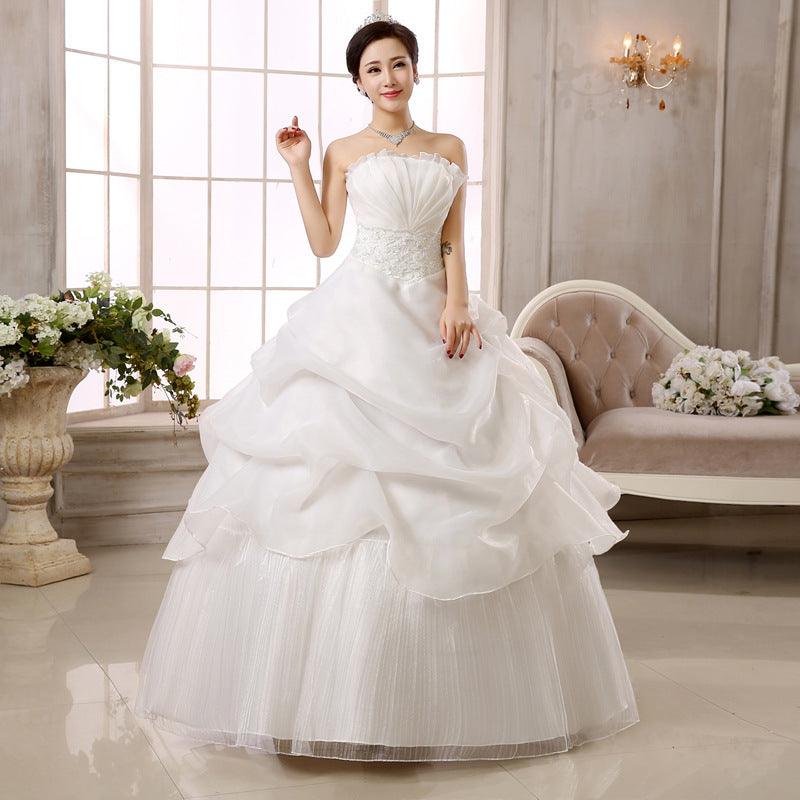Spring Autumn Wedding dress new bride wedding dress size Korean women slim lace Qi special offer - Amazitshop