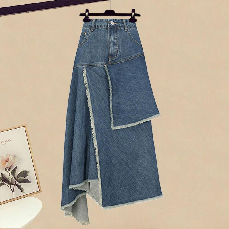 Spring Retro High Waist Women Irregular Denim Skirts - Amazitshop