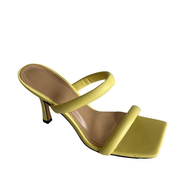 Square - toe Hgh - heel Sandals And Slippers Candy - colored Stiletto - heel Women's Shoes - Amazitshop