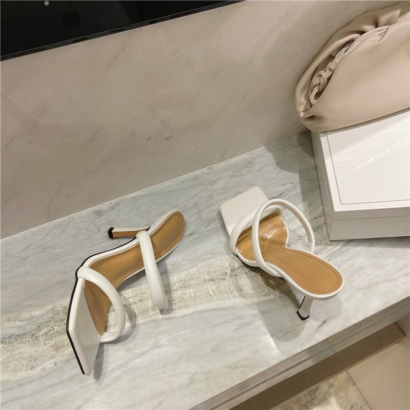 Square - toe Hgh - heel Sandals And Slippers Candy - colored Stiletto - heel Women's Shoes - Amazitshop