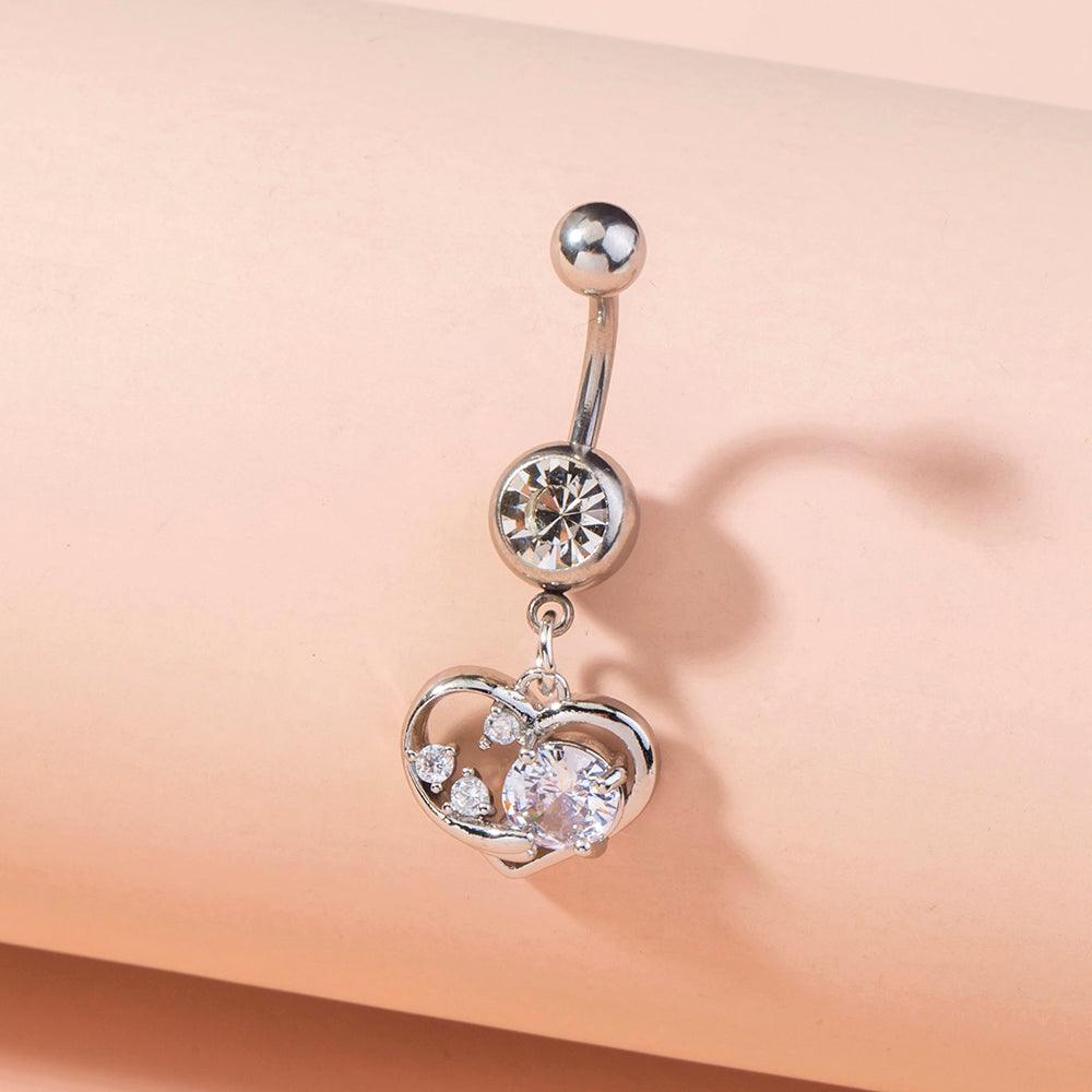 Stainless Steel Heart Navel Nail Human Body Piercing Jewelry Woman - Amazitshop