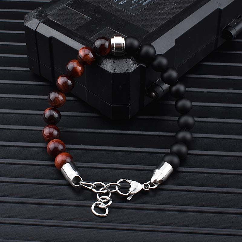 Stainless Steel Natural Stone Bracelets Bangle Men Tiger Eye Stone Bead Bracelet For Men Gift For Him Pulseras Hombre JS - 04 - Amazitshop