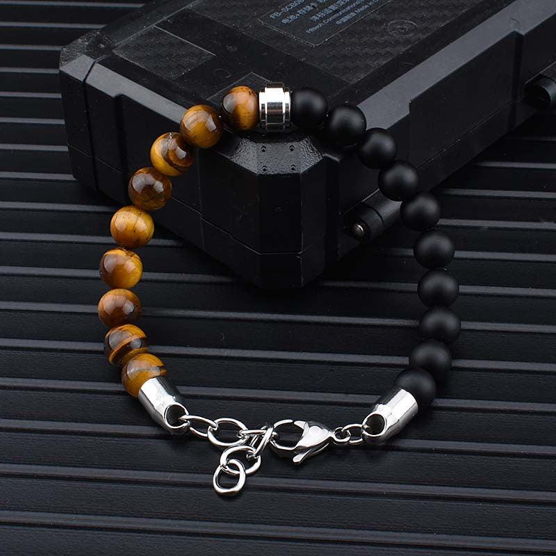 Stainless Steel Natural Stone Bracelets Bangle Men Tiger Eye Stone Bead Bracelet For Men Gift For Him Pulseras Hombre JS - 04 - Amazitshop