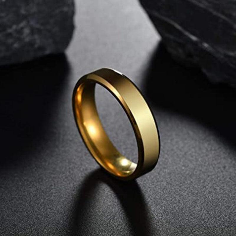 Stainless Steel Ring for Women Men Fashion Gold Color Finger Rings Wedding Band Jewelry Gift - Amazitshop