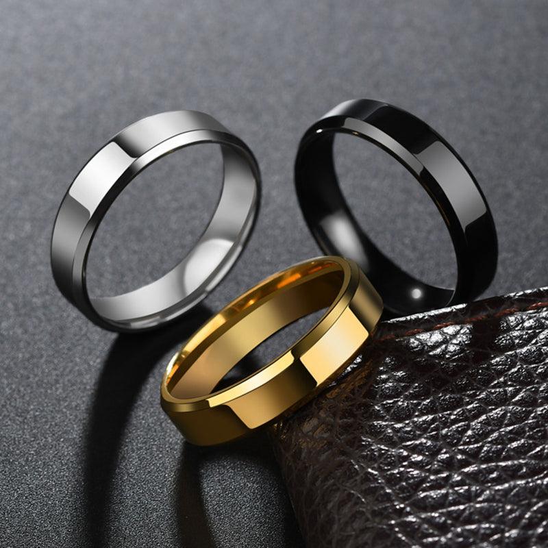 Stainless Steel Ring for Women Men Fashion Gold Color Finger Rings Wedding Band Jewelry Gift - Amazitshop