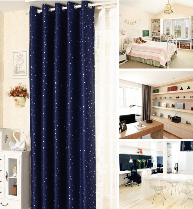 Star print perforated finished curtain - Amazitshop