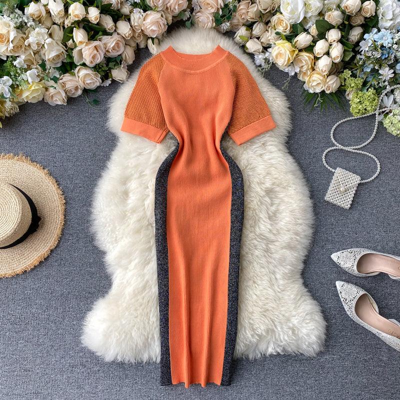 Stitched dresses with hollow sleeves - Amazitshop