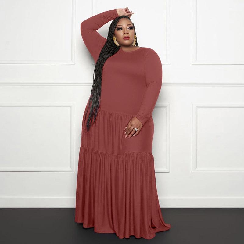 Stitching Loose Long Dresses Plus Size Fat Women'S Dress - Amazitshop