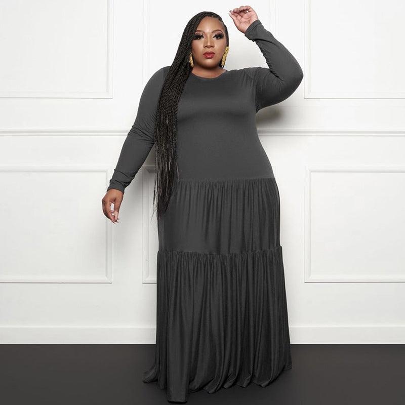 Stitching Loose Long Dresses Plus Size Fat Women'S Dress - Amazitshop