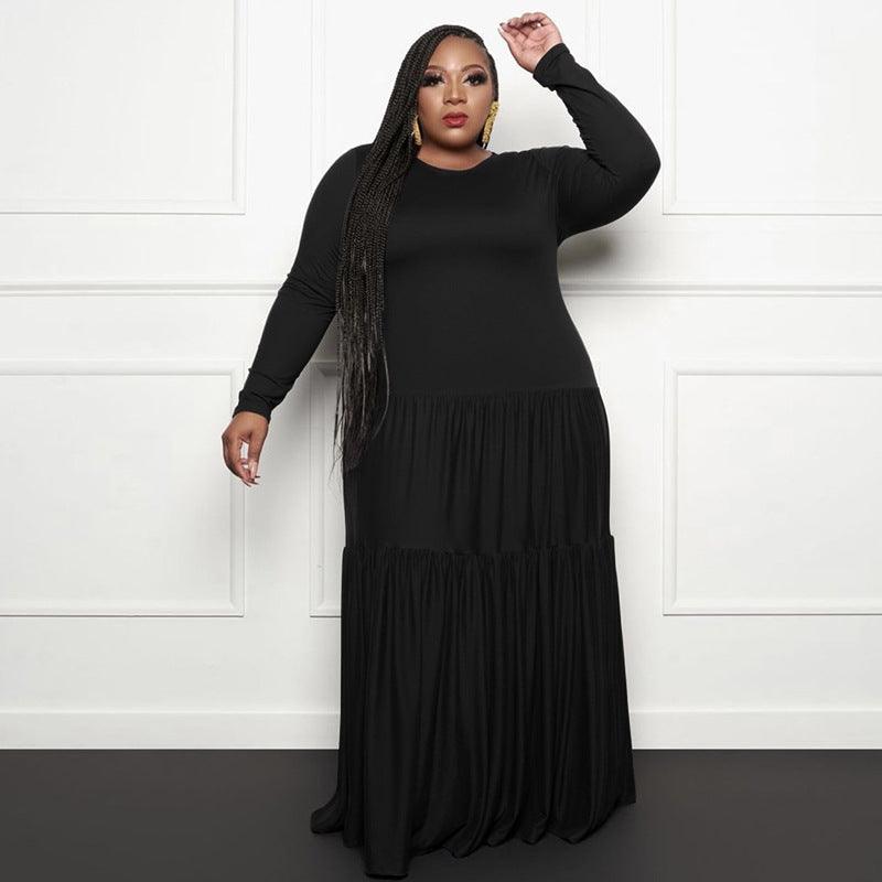 Stitching Loose Long Dresses Plus Size Fat Women'S Dress - Amazitshop