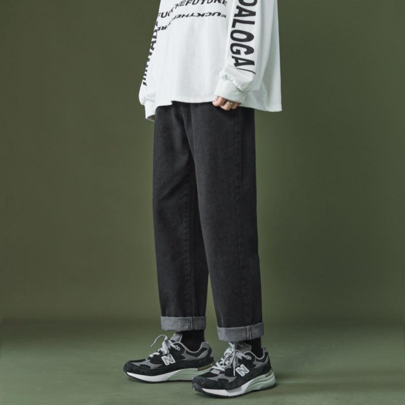 Straight Cropped Jeans Men's Loose - Amazitshop