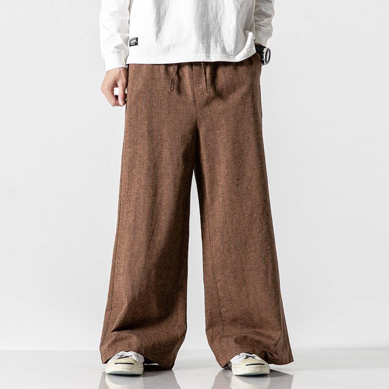 Straight - leg Pants Linen Striped Pants Harem Wide - leg Pants Casual Cotton Linen Pants Men - Amazitshop