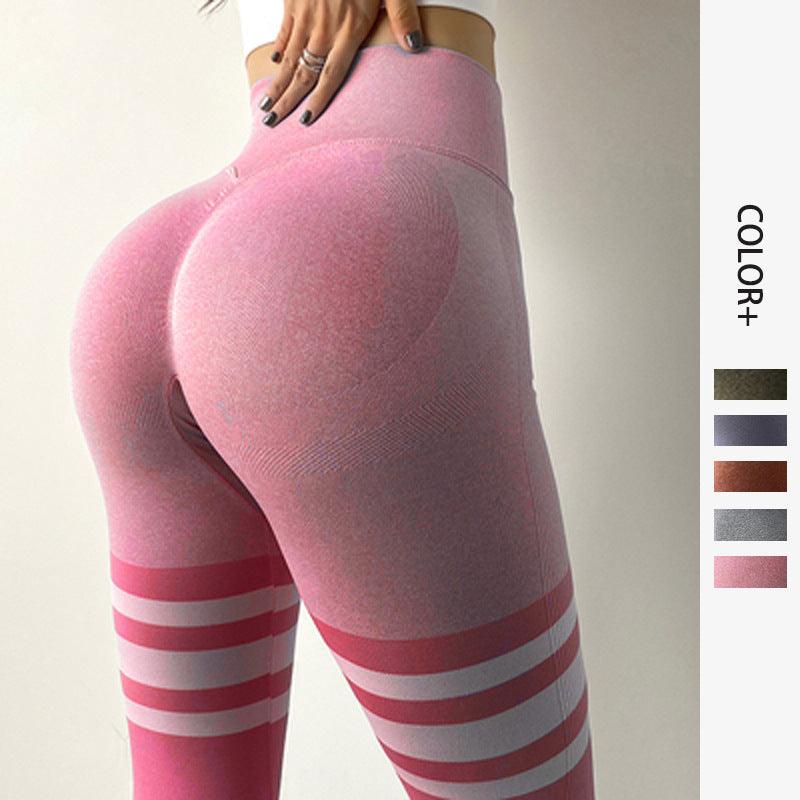 Stripe Design Fitness Leggings High Waisted Tummy Control Gym Yoga Pants Workout Running Legging - Amazitshop