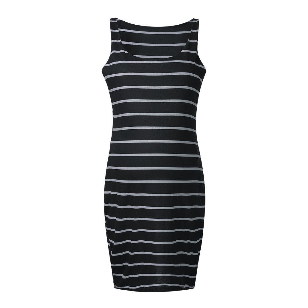 Striped Maternity Vest Dress - Amazitshop