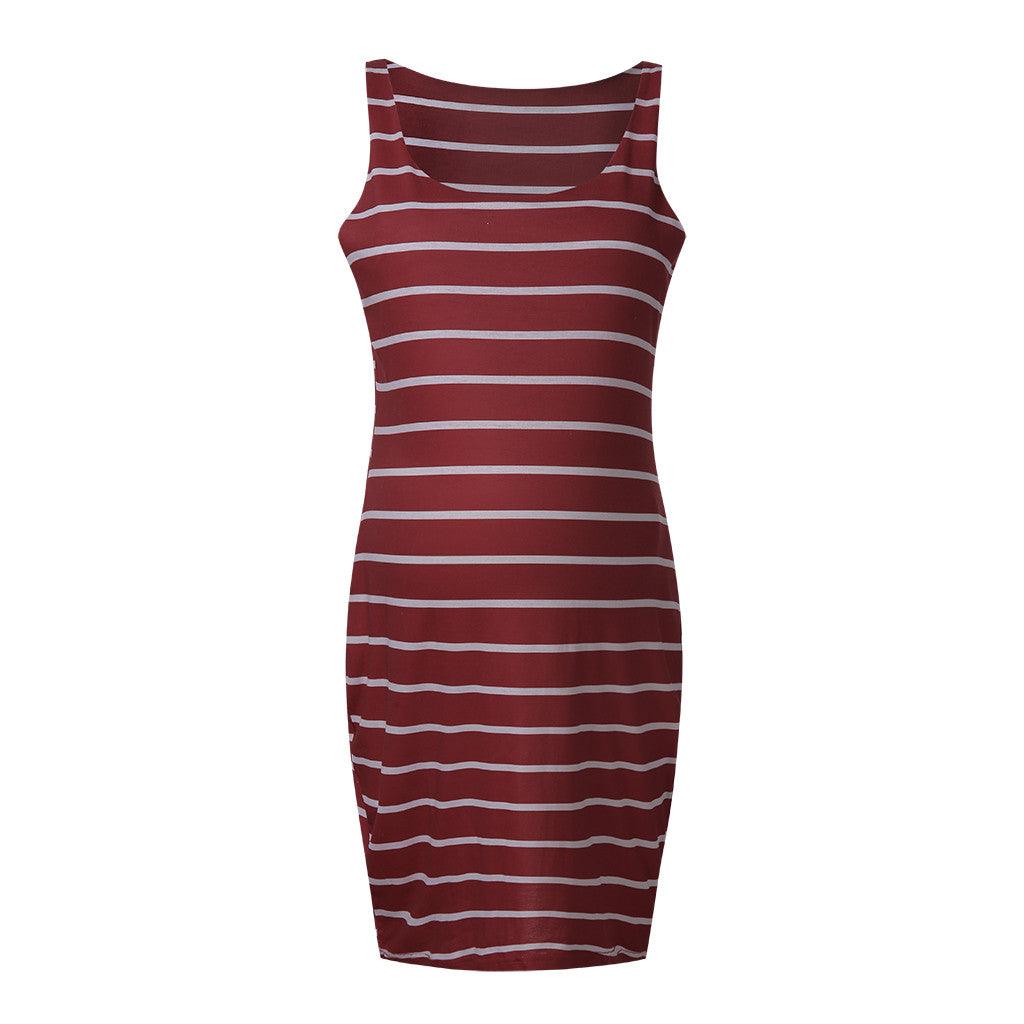 Striped Maternity Vest Dress - Amazitshop