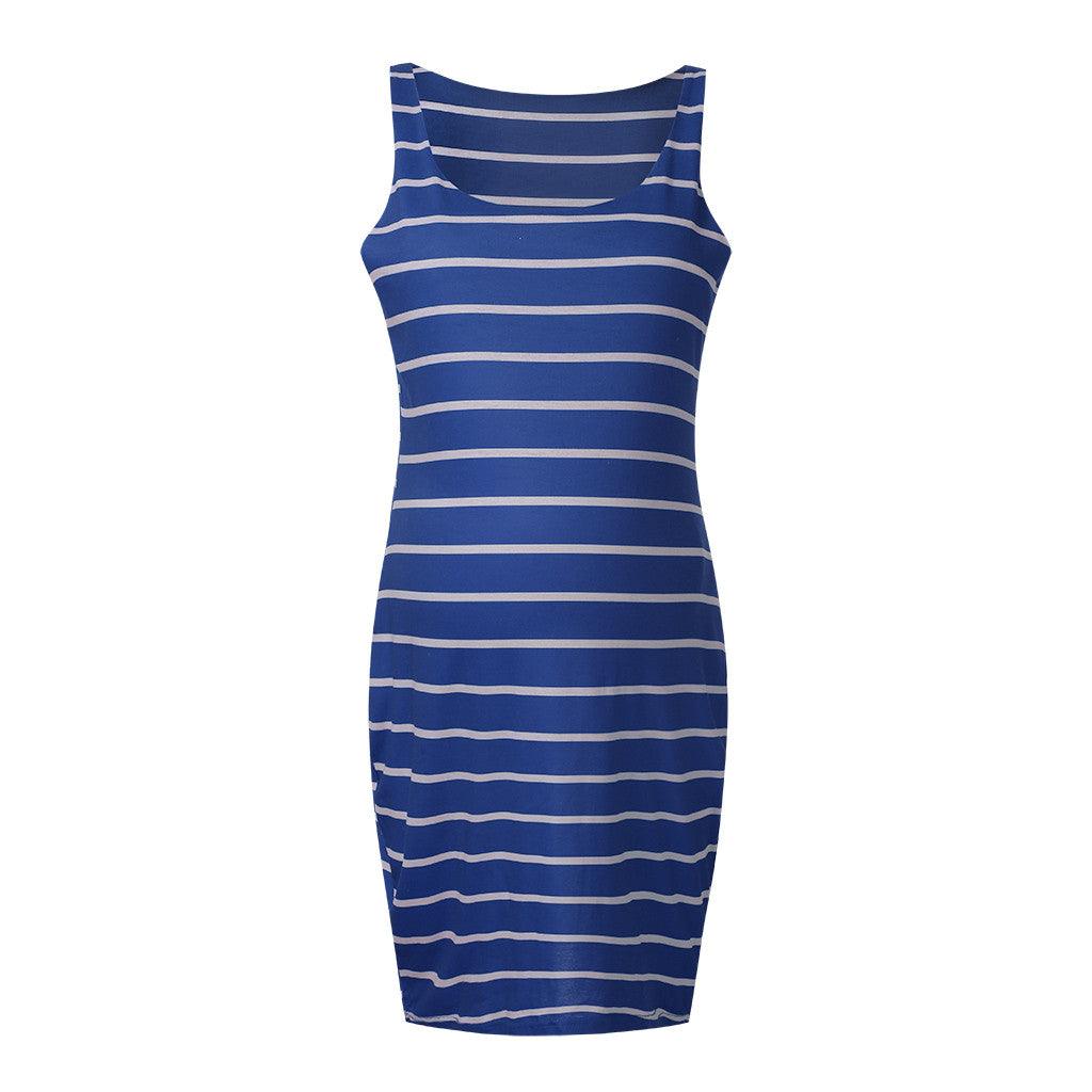 Striped Maternity Vest Dress - Amazitshop