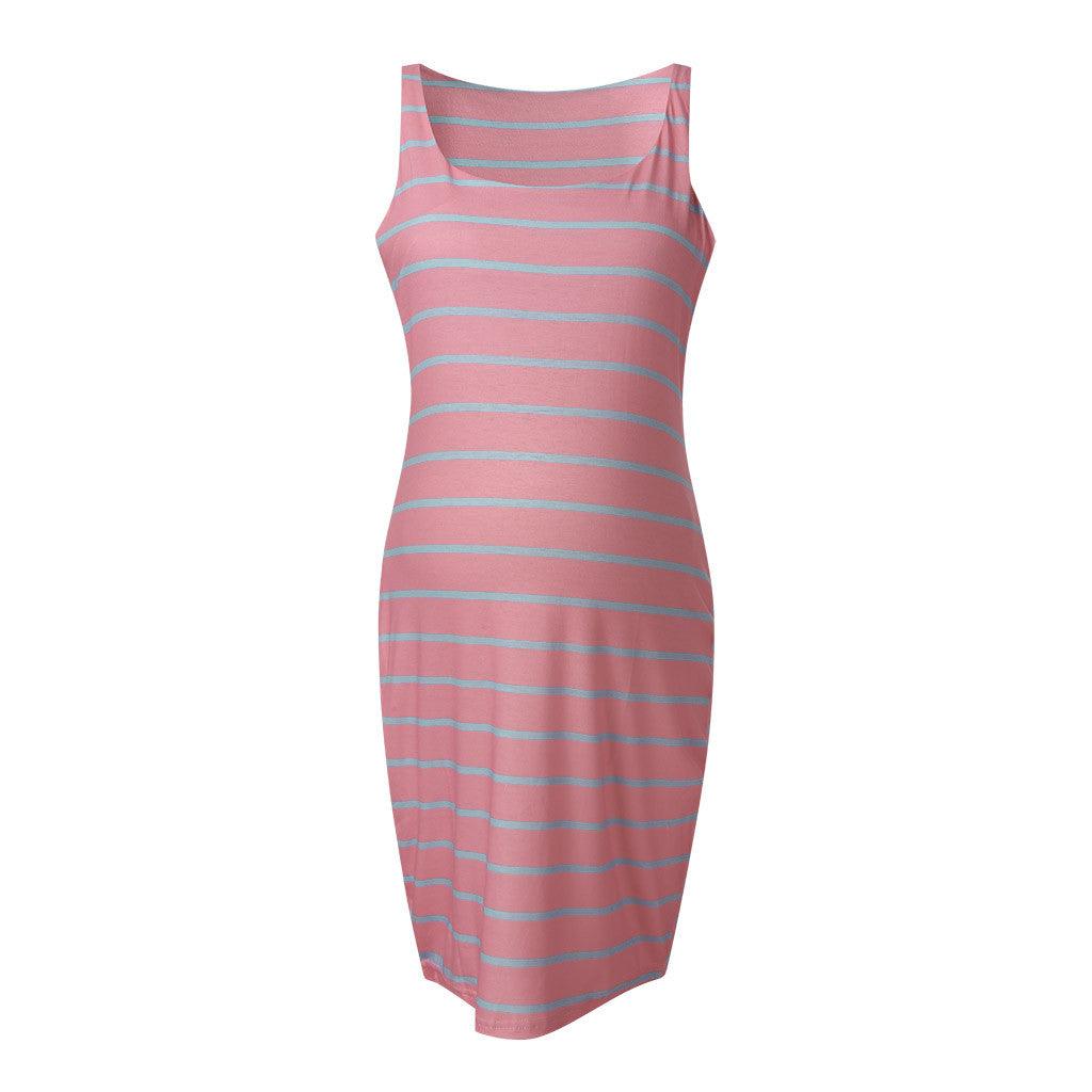 Striped Maternity Vest Dress - Amazitshop