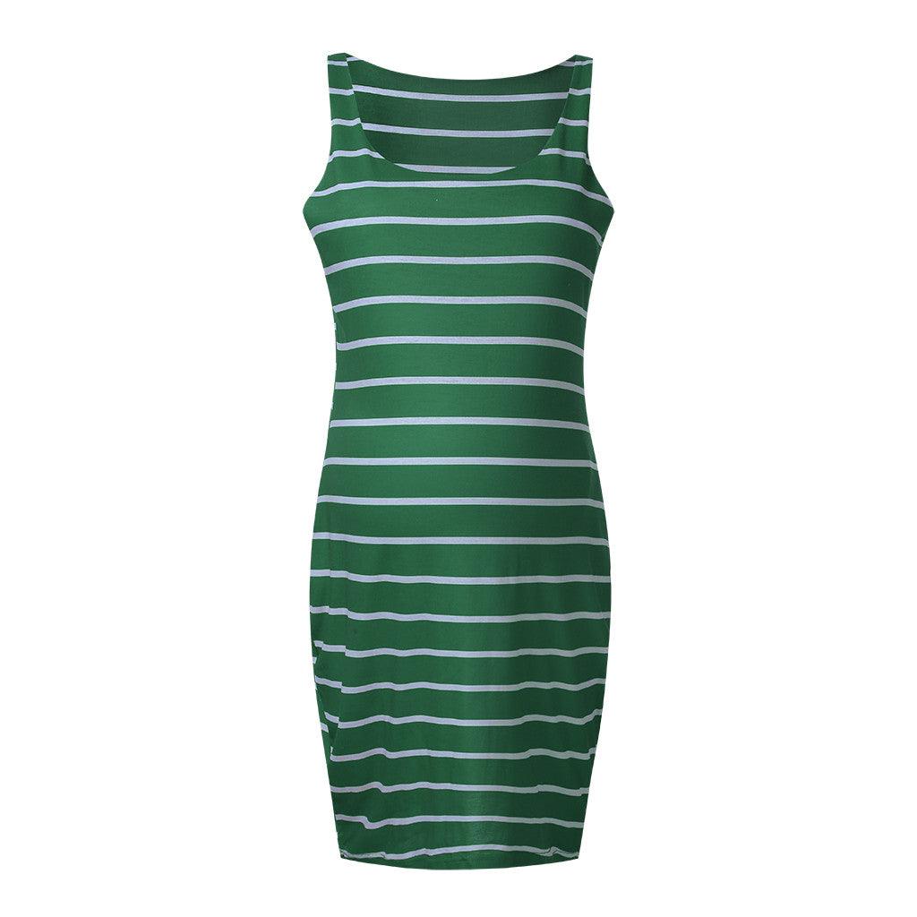 Striped Maternity Vest Dress - Amazitshop