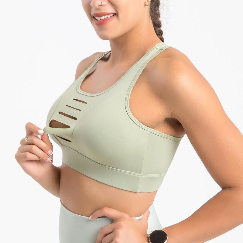 Style Plus Size Broken Hole Sports Women's Bra - Amazitshop