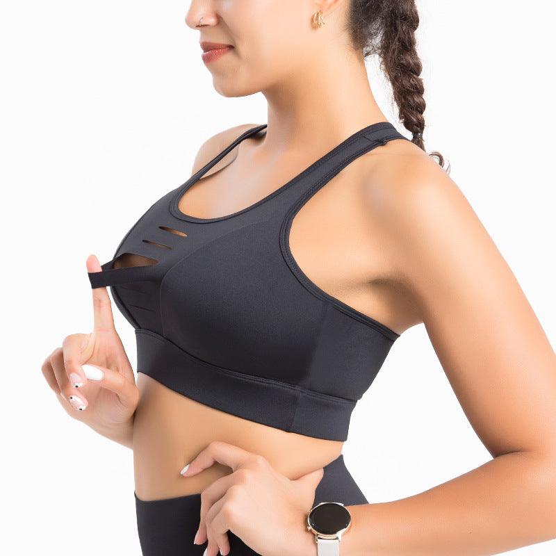 Style Plus Size Broken Hole Sports Women's Bra - Amazitshop