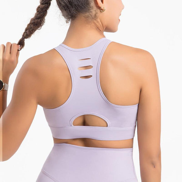 Style Plus Size Broken Hole Sports Women's Bra - Amazitshop