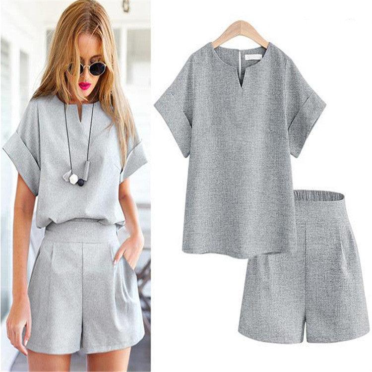 Suit - Set Short Short - Sleeve - Sets Office Trytree Female Plus - Size Casual Women Summer - Amazitshop