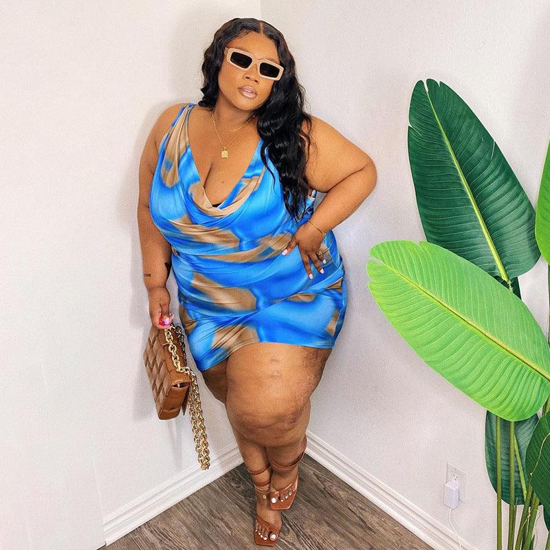 Summer Casual Printed Loose Plus Size Dress - Amazitshop