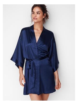 Summer Champagne Chinese Bride Wedding Robe Satin Sleepwear - Amazitshop