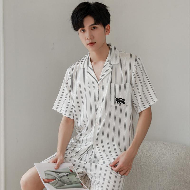 Summer Ice Silk Fashion Short Sleeved Shorts Suit - Amazitshop