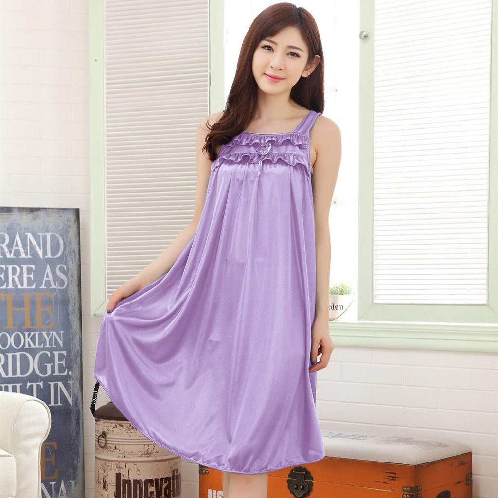 Summer Ice Silk Thin Sexy Home Dress Sling Belt Sleep Skirt - Amazitshop