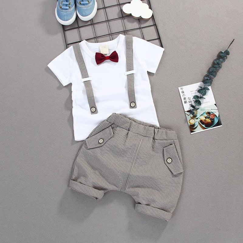 Summer Kids Boys Grey Gentleman Outfits - Amazitshop