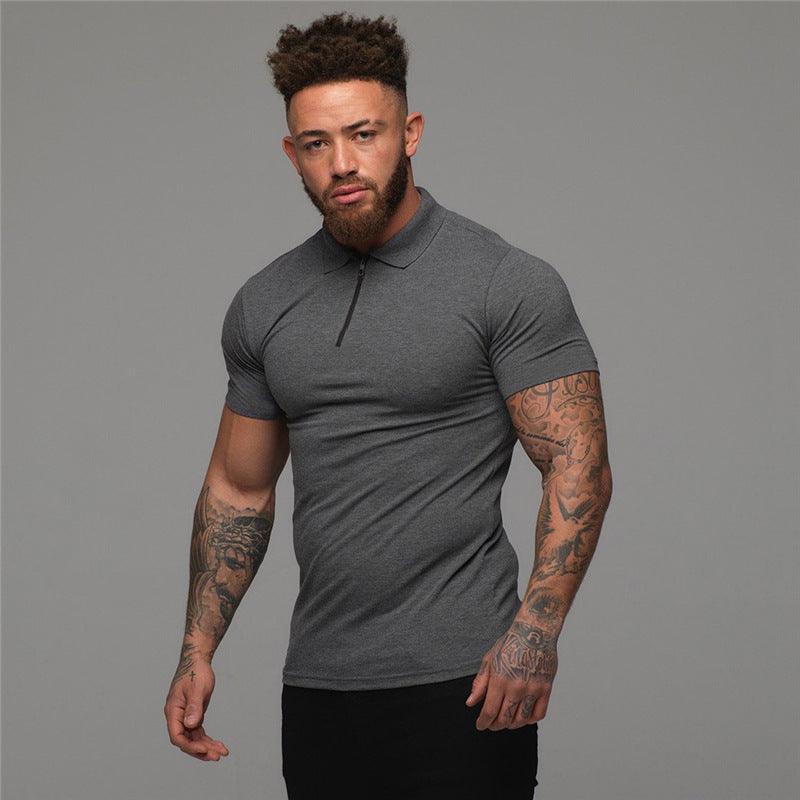 Summer Lapels Short Sleeve Fitness T-shirt Sports Polo Shirts - Amazitshop