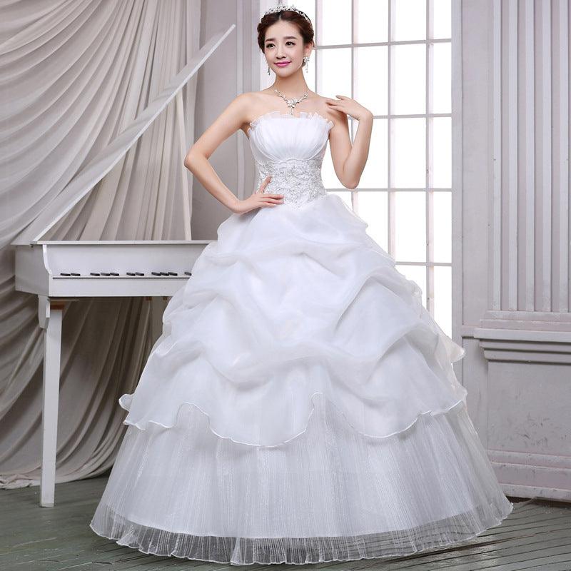 summer new bride wedding dress fashion lace bra Qi simple Korean winter skirt - Amazitshop