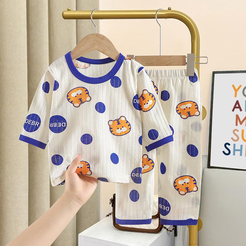 Summer New Children's Loungewear Boys Air Conditioning Clothes Korean Girls Cotton Thin Suit Baby Pajamas - Amazitshop