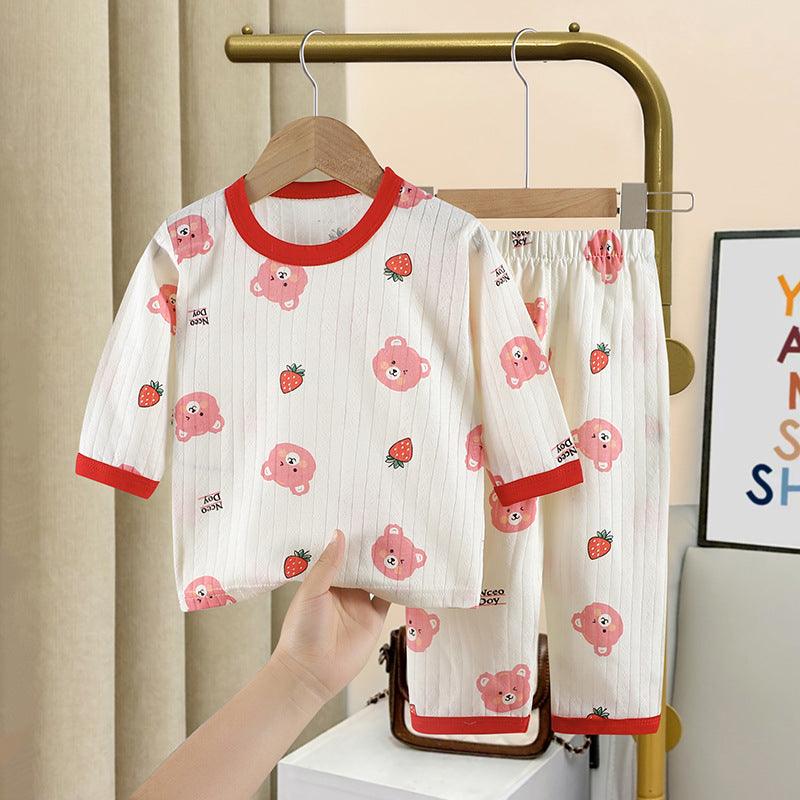 Summer New Children's Loungewear Boys Air Conditioning Clothes Korean Girls Cotton Thin Suit Baby Pajamas - Amazitshop