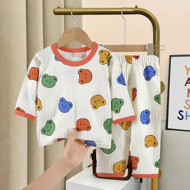 Summer New Children's Loungewear Boys Air Conditioning Clothes Korean Girls Cotton Thin Suit Baby Pajamas - Amazitshop
