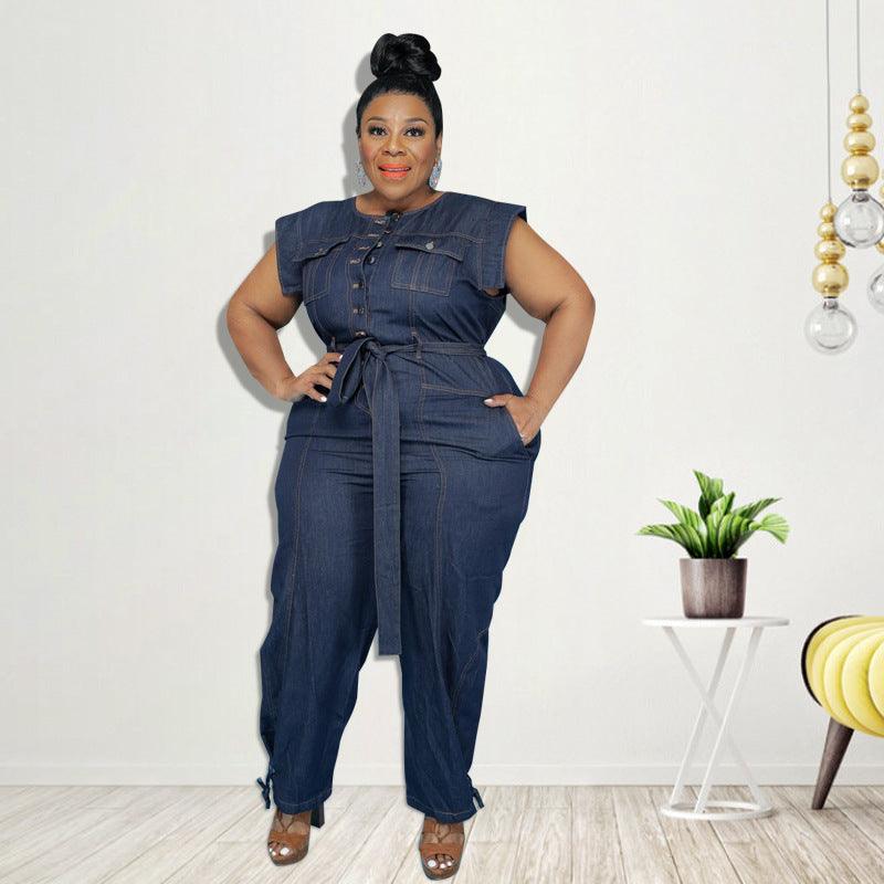 Summer New Style Washed Denim Casual Jumpsuit - Amazitshop