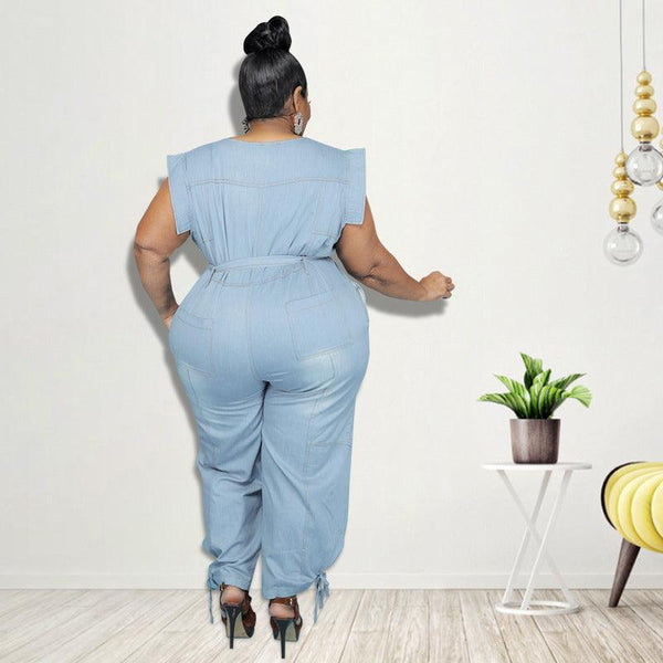 Summer New Style Washed Denim Casual Jumpsuit - Amazitshop